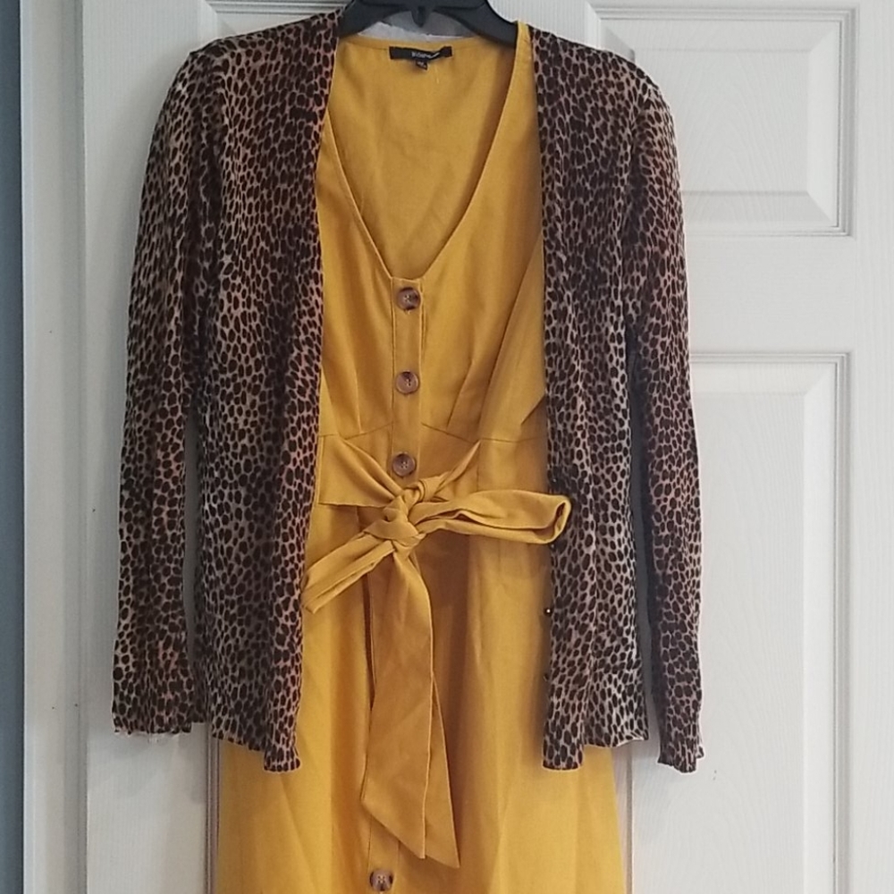 Blashe Yellow dress and leopard cardigan bundle!